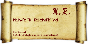 Mihók Richárd névjegykártya